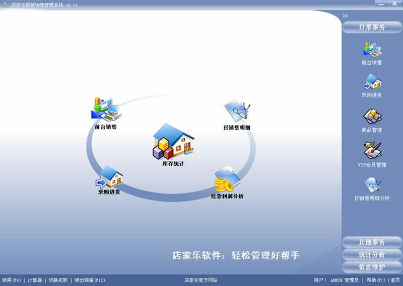 店家樂(lè)服裝銷(xiāo)售管理軟件-主界面